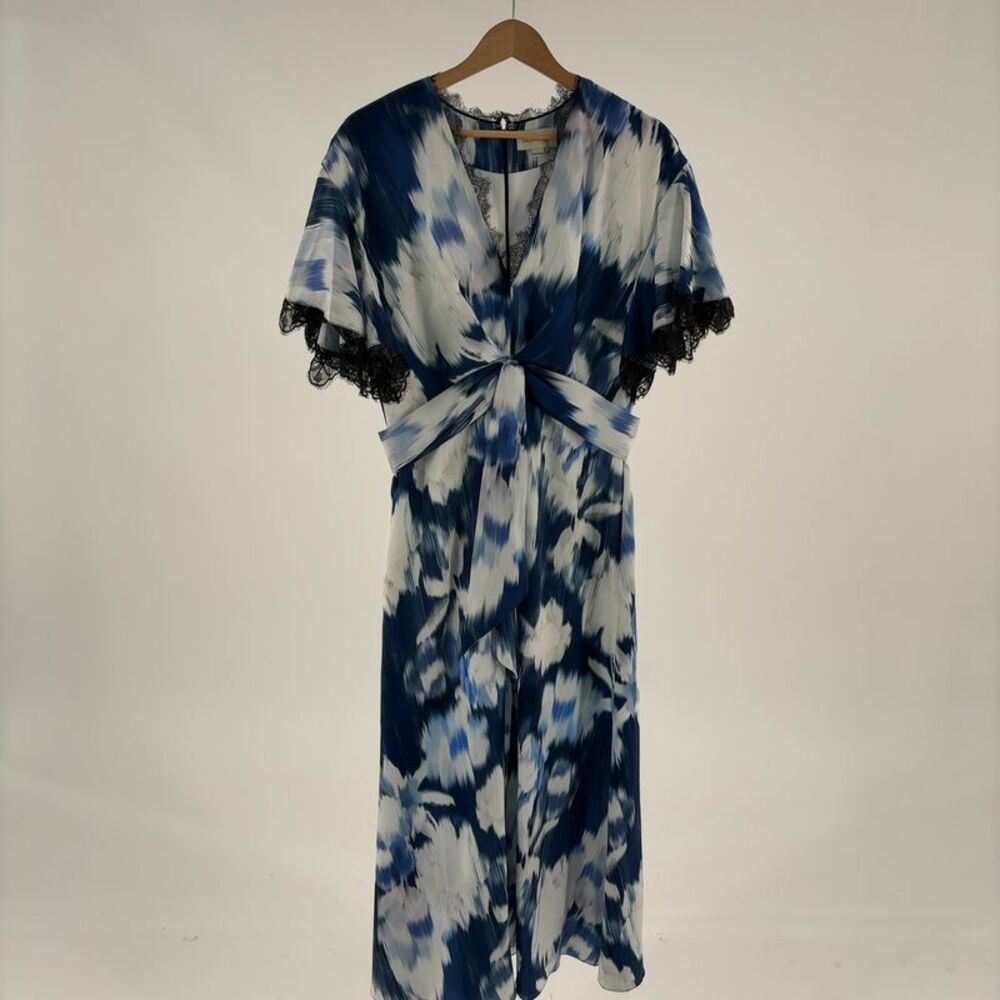 Sachin + Babi Jenny Blue and White Flutter Sleeve Maxi Dress